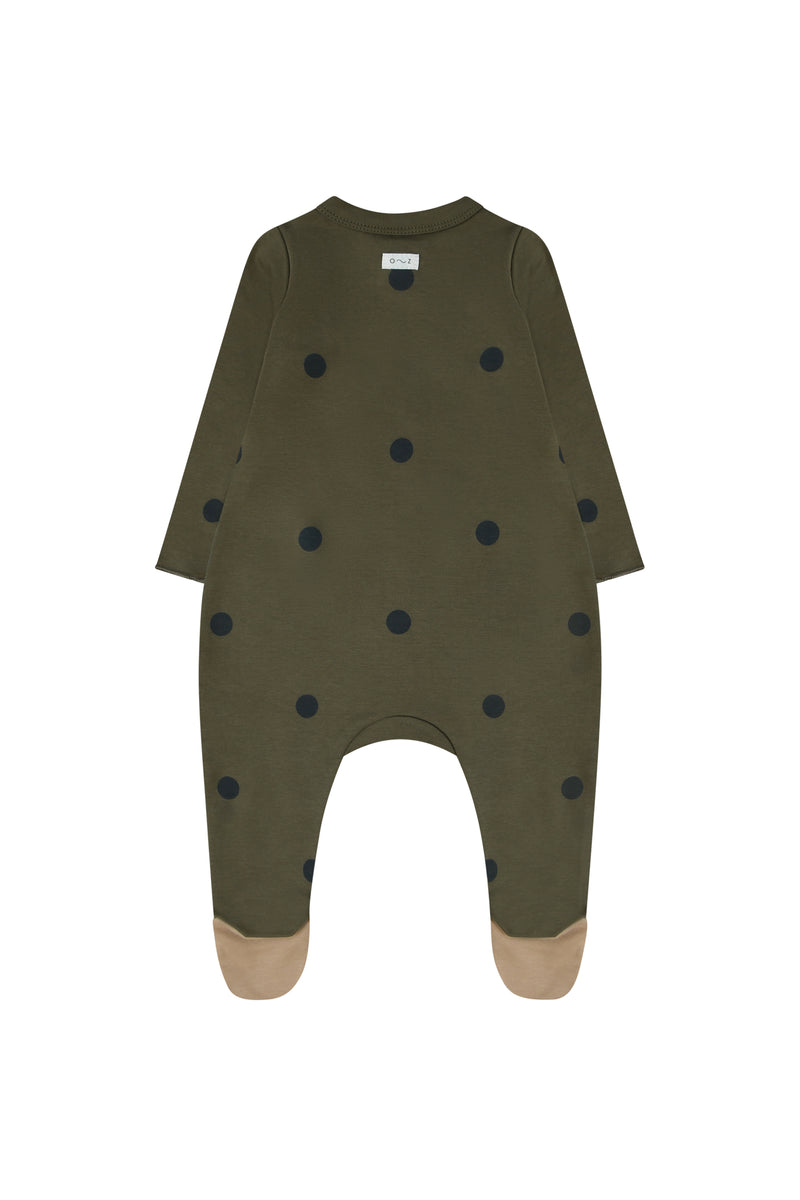 Olive Dots Suit w/ contrast feet