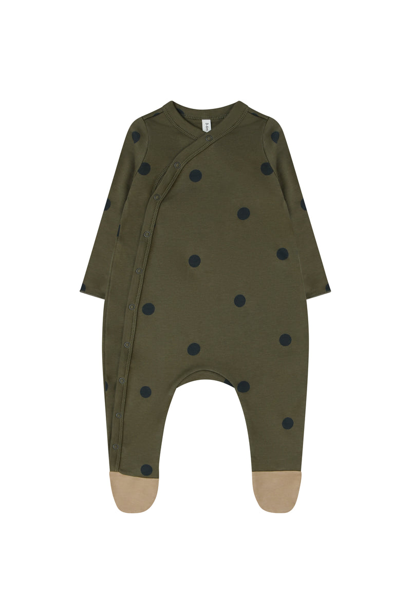 Olive Dots Suit w/ contrast feet