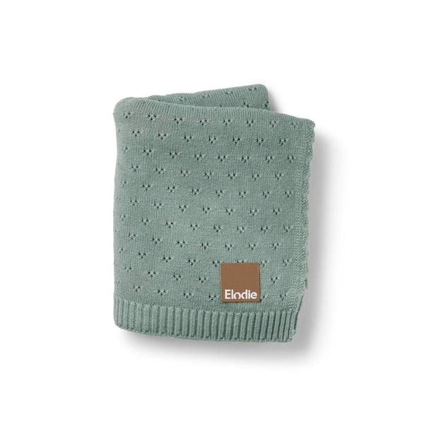 Pointelle Blanket-Pebble Green