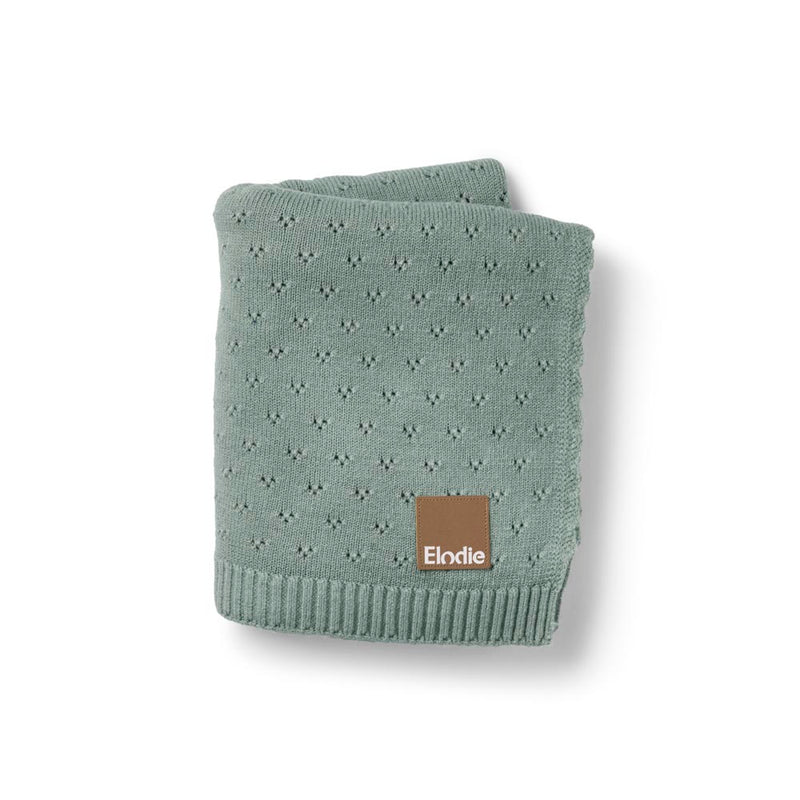 Pointelle Blanket-Pebble Green