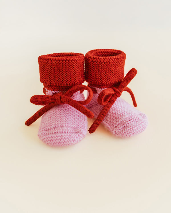 Booties 羊毛靴子-Cotton candy/Red