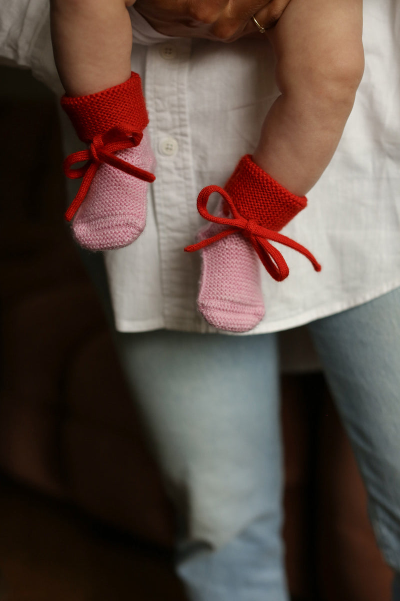 Booties 羊毛靴子-Cotton candy/Red