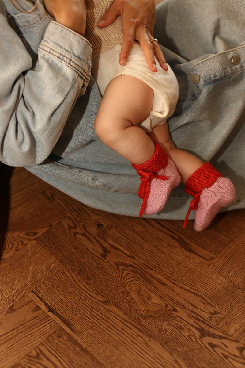 Booties 羊毛靴子-Cotton candy/Red