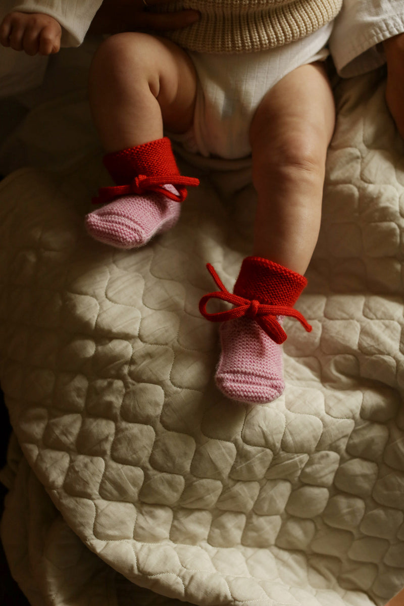 Booties 羊毛靴子-Cotton candy/Red