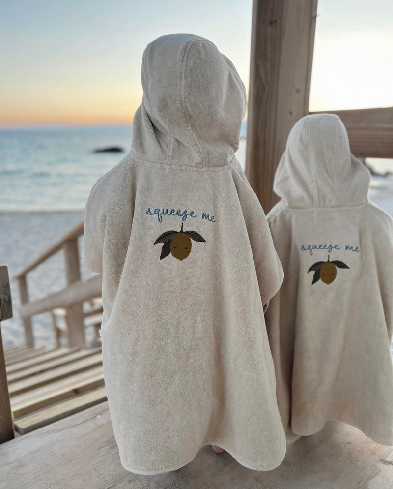 TERRY PONCHO EMBROIDERY-LEMON