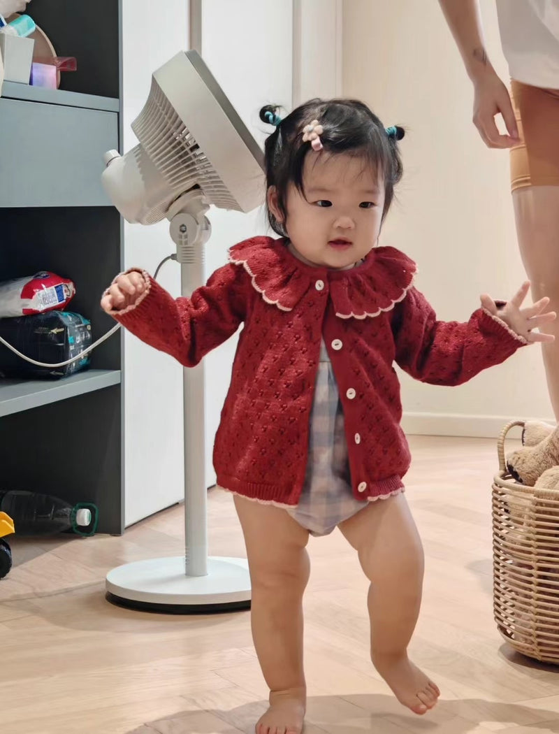 HOLIDAY KNIT CARDIGAN-RED