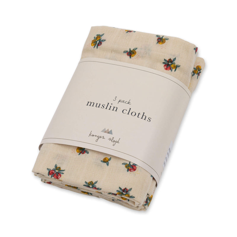 3 PACK MUSLIN CLOTH GOTS-PEONIA