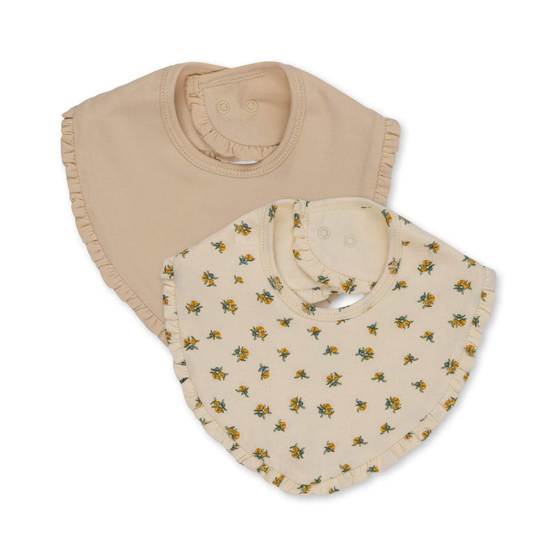 BASIC 2 PACK FRILL BIB-PEONIA LIMONE/BRAZILIAN SAND