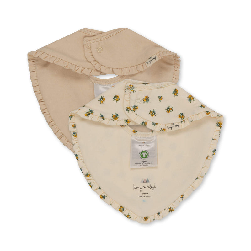 BASIC 2 PACK FRILL BIB-PEONIA LIMONE/BRAZILIAN SAND