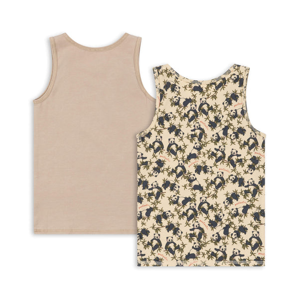 BASIC 2 PACK TANKTOP GOTS-PANDA/OXFORD TAN