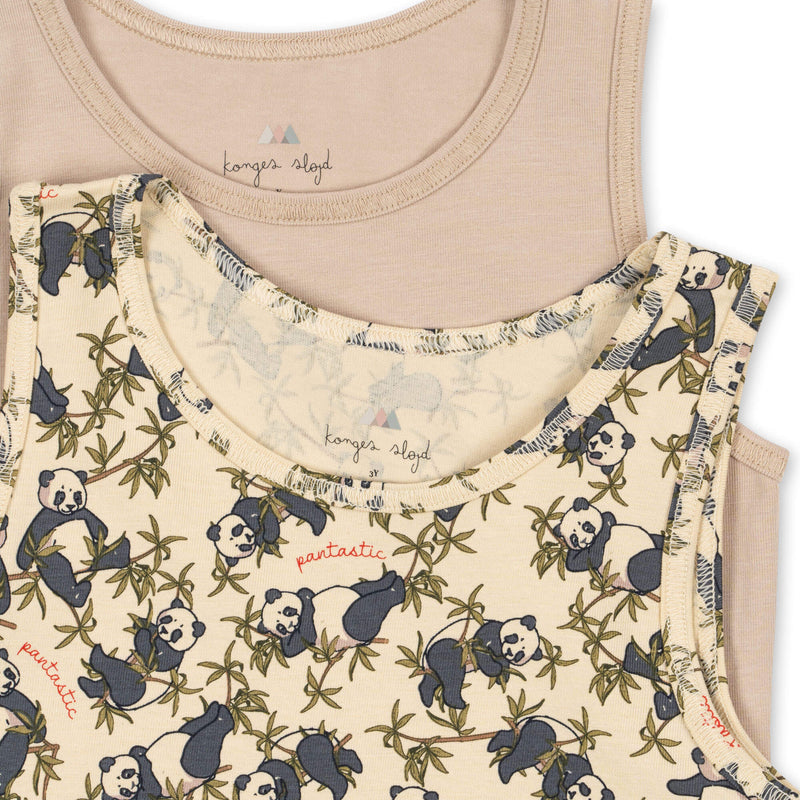 BASIC 2 PACK TANKTOP GOTS-PANDA/OXFORD TAN