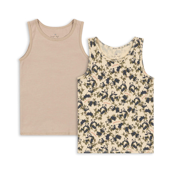 BASIC 2 PACK TANKTOP GOTS-PANDA/OXFORD TAN