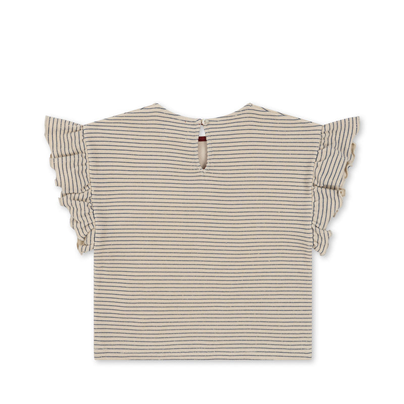 ITTY FRILL TEE GOTS-STRIPE BLUIE