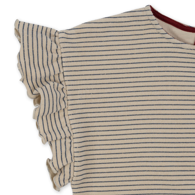 ITTY FRILL TEE GOTS-STRIPE BLUIE