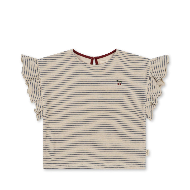 ITTY FRILL TEE GOTS-STRIPE BLUIE