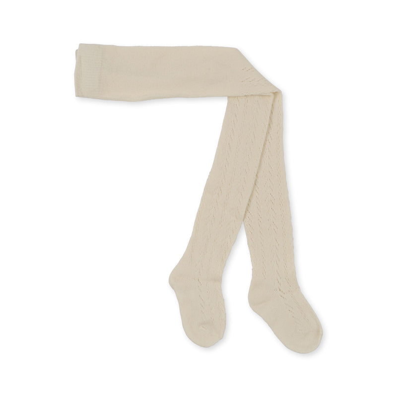 COTTON POINTELLE TIGHTS-WHITE