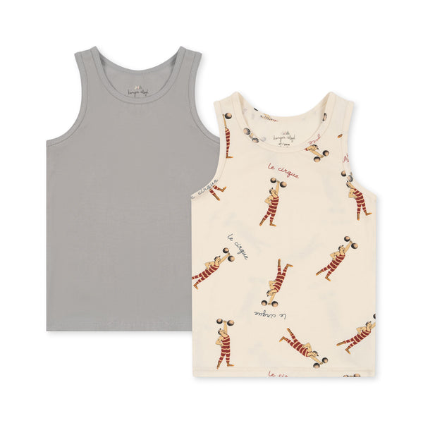 BASIC 2 PACK TANKTOP GOTS-STRONG MAN/ HARBOR MIST