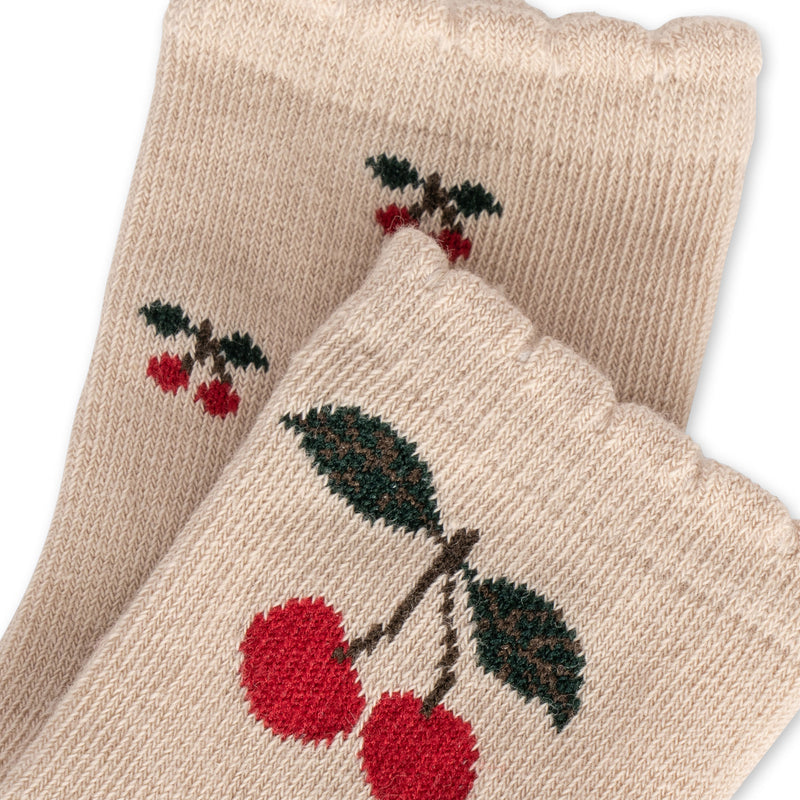 2 PACK JACQUARD SOCKS-BIG CHERRY/CHERRY