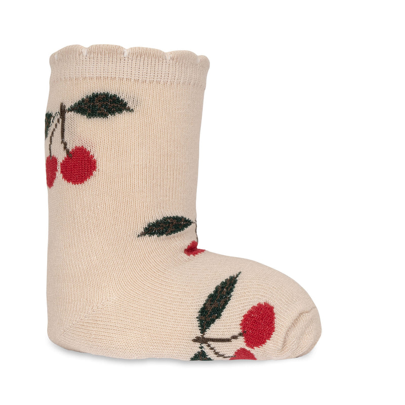 2 PACK JACQUARD SOCKS-BIG CHERRY/CHERRY