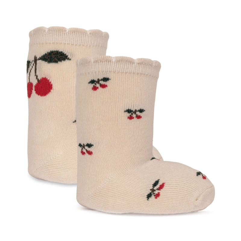 2 PACK JACQUARD SOCKS-BIG CHERRY/CHERRY