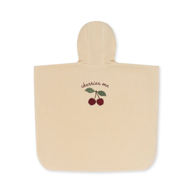 TERRY PONCHO EMBROIDERY-CHERRY