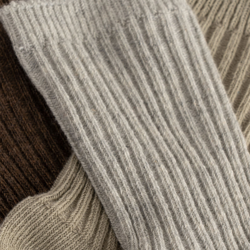 3 PACK RIB SOCKS-SOFT GREY/MENT/BROWN