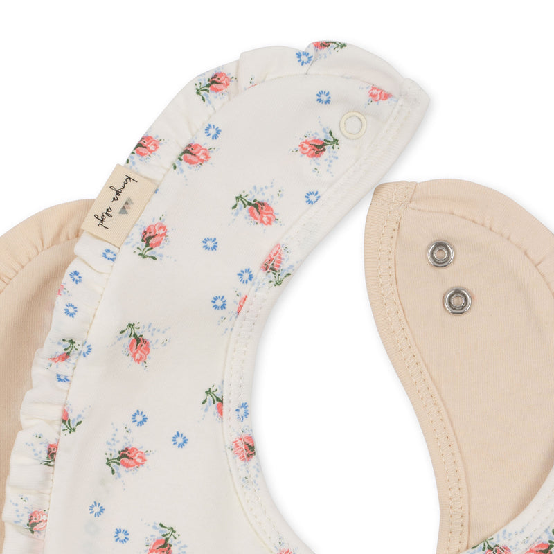 BASIC 2 PACK FRILL BIB-BRISE WHITE/NOUVELLE PEACH