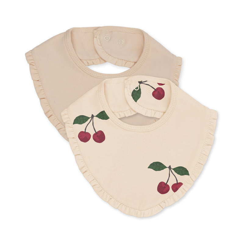 BASIC 2 PACK FRILL BIB-MA GRANDE CERISE/NOUVELLE PEACH