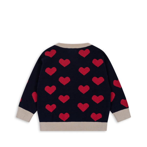 LAPIS KNIT BLOUSE GOTS-NAVY HEART