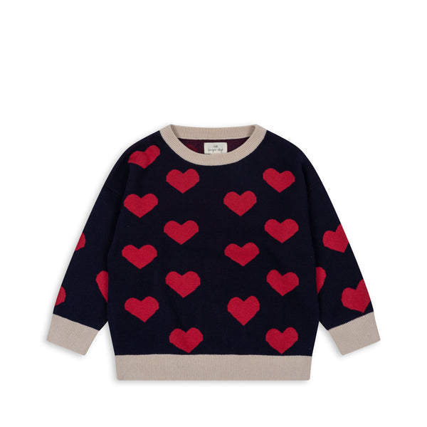 LAPIS KNIT BLOUSE GOTS-NAVY HEART