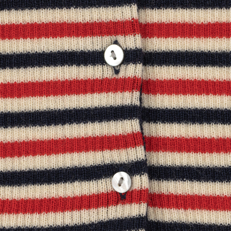 MEO SCALLOP KNIT CARDIGAN GOTS-NAVY STRIPE