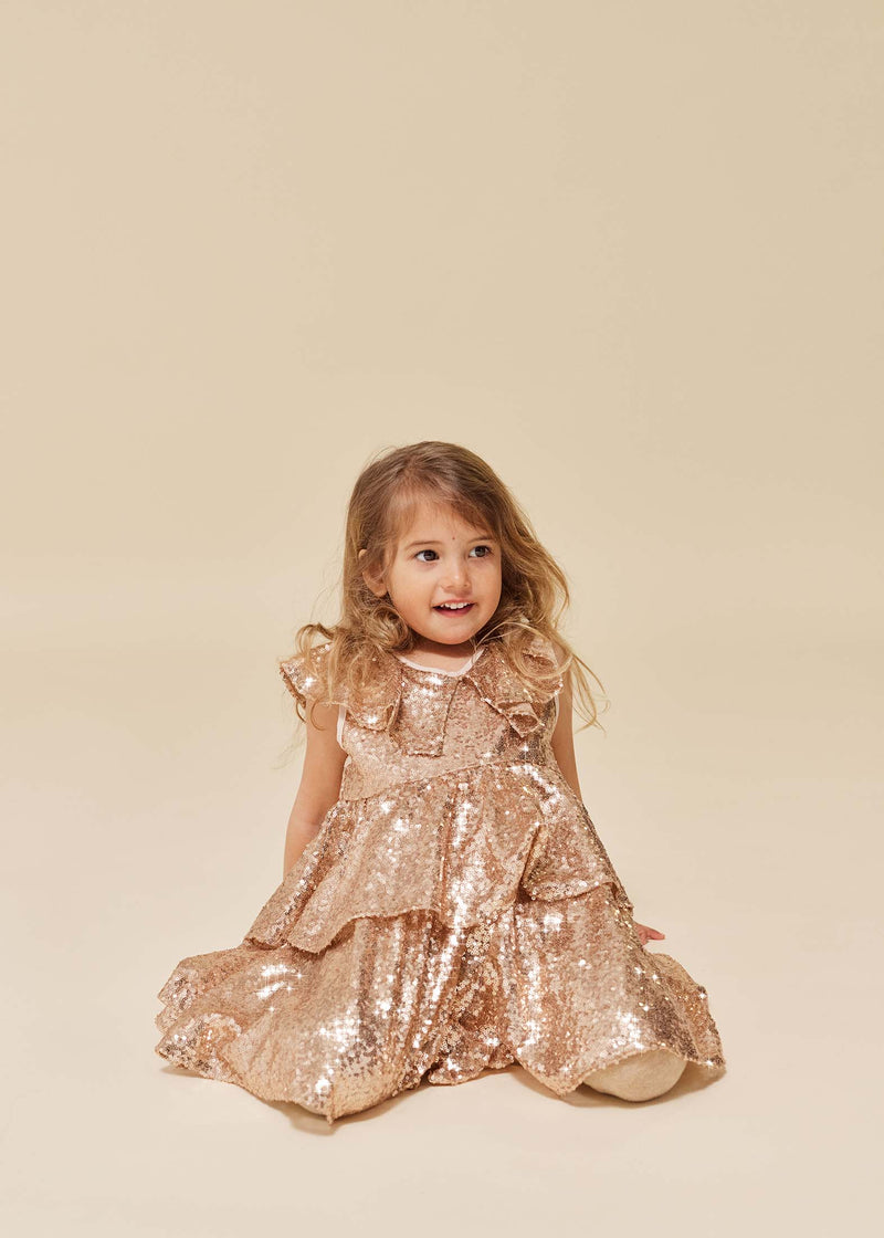 STARLA SEQUIN DRESS-GOLD BLUSH