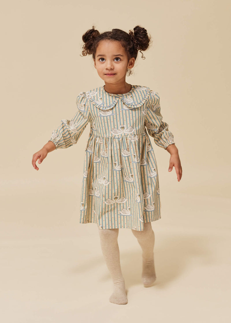 TUTI DRESS-SWAN STRIPE