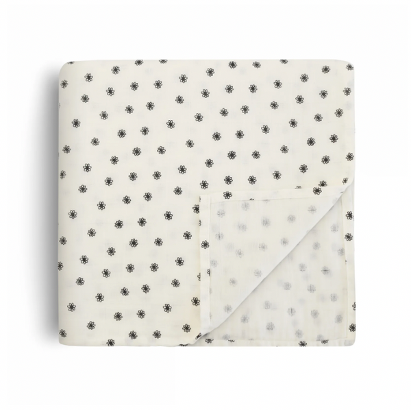 Swaddle Blanket Organic Cotton 有機棉紗巾 (Black Daisy)