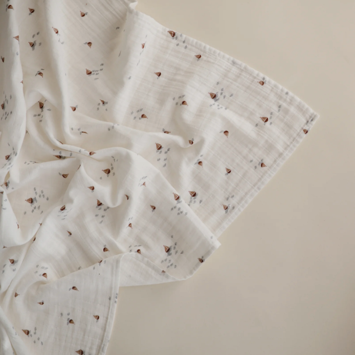 Swaddle Blanket Organic Cotton 有機棉紗巾 (Black Daisy)