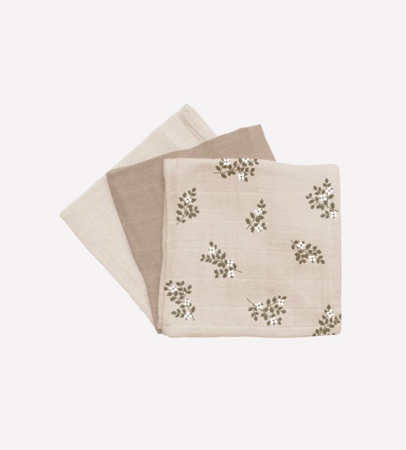 3 pack muslin wipes 紗巾 | holly flowers