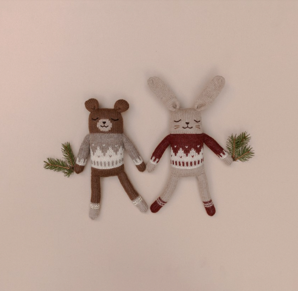 Bunny knit toy 小兔-羊鴕毛公仔 | sienna jacquard sweater