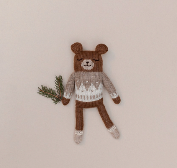 Teddy knit toy 羊鴕毛娃娃 | oat jacquard sweater