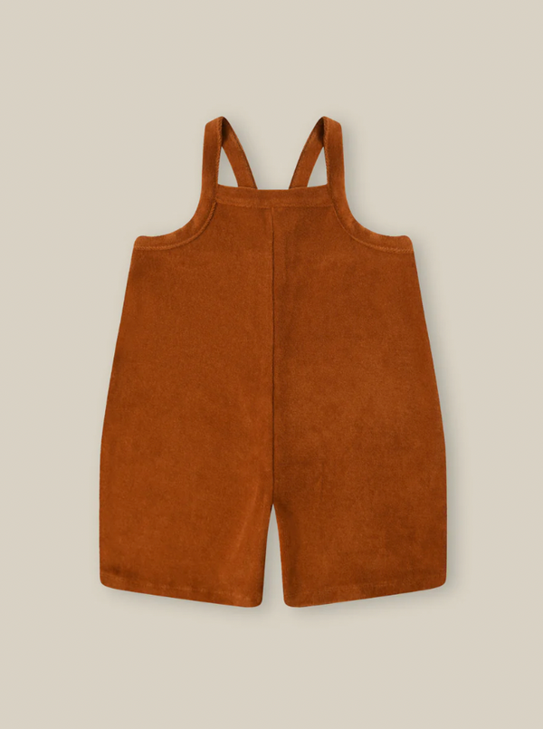 Terracotta Terry Cropped Dungarees