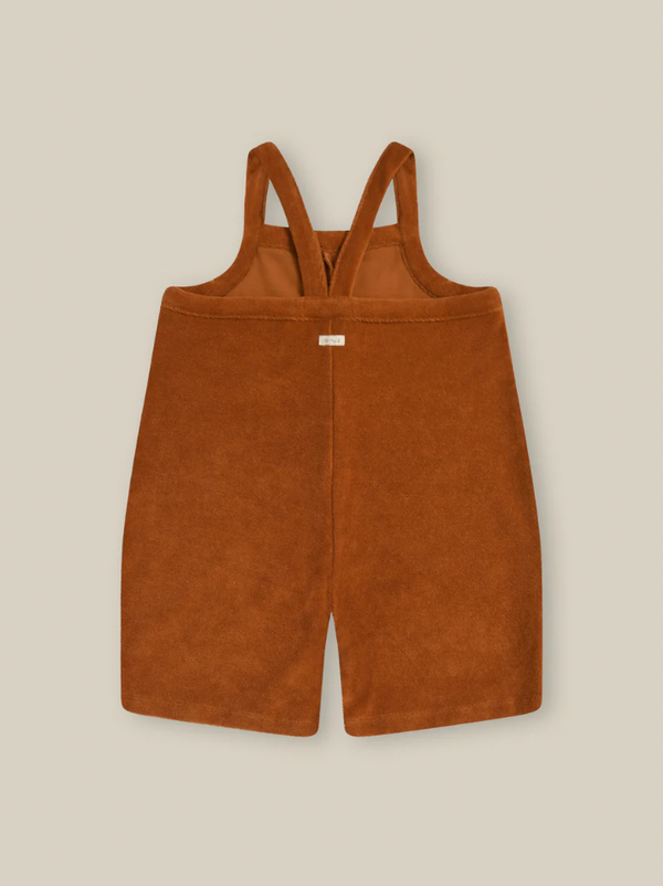 Terracotta Terry Cropped Dungarees