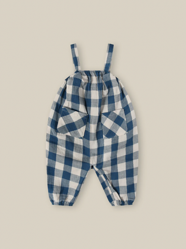 Pottery Blue Gingham Artisan Jumpsuit