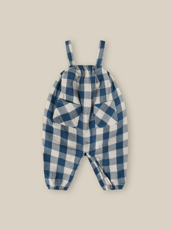 Pottery Blue Gingham Artisan Jumpsuit