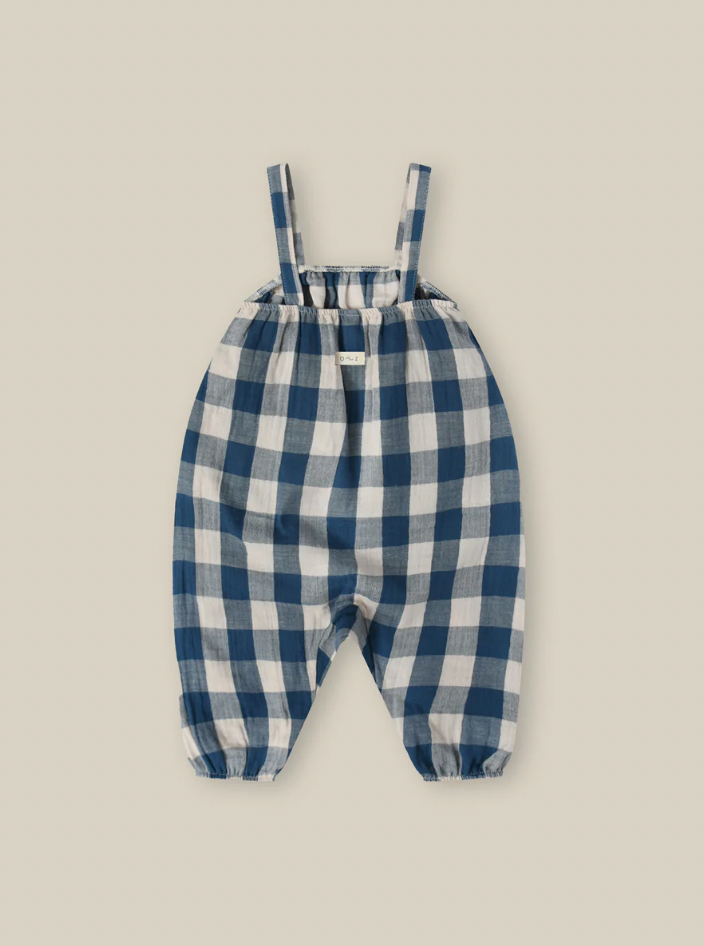 Pottery Blue Gingham Artisan Jumpsuit