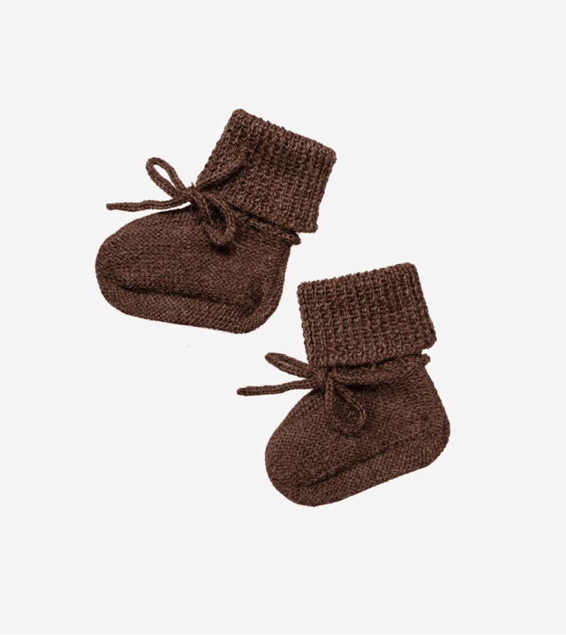 Knitted baby booties| dark mocha