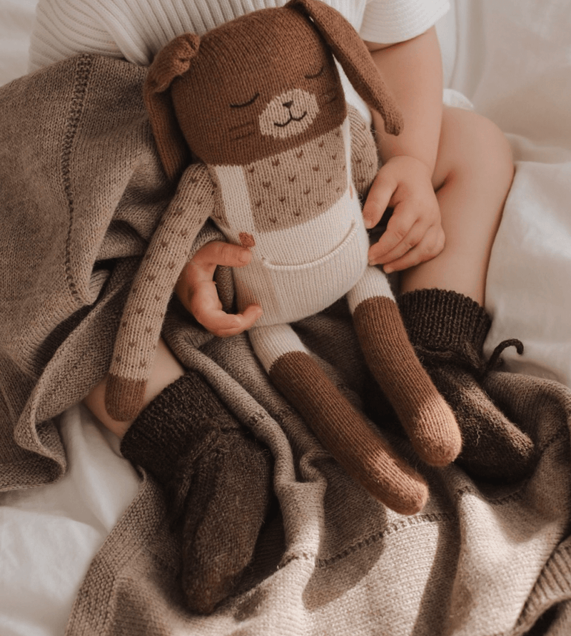 Knitted baby booties| dark mocha