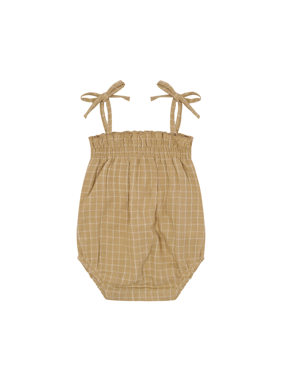 Grid Check Spaghetti Bodysuit Wheat
