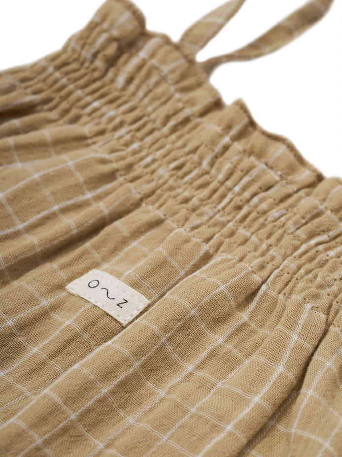 Grid Check Spaghetti Bodysuit Wheat