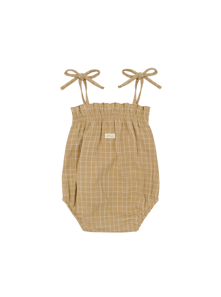 Grid Check Spaghetti Bodysuit Wheat
