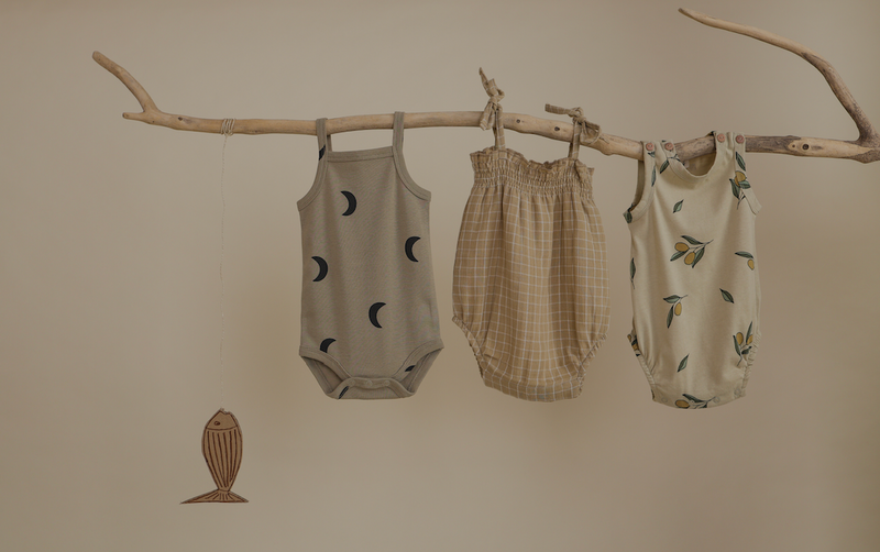 Grid Check Spaghetti Bodysuit Wheat