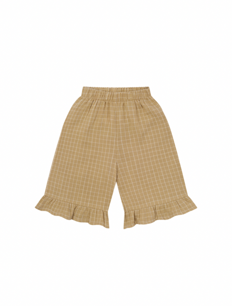 Grid Check Frill Culottes Wheat